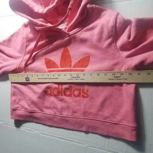ADIDAS WOMEN'S PINK CROPPED OVERSIZED HOODIE SIZE X-SMALL - Picture 7 of 11